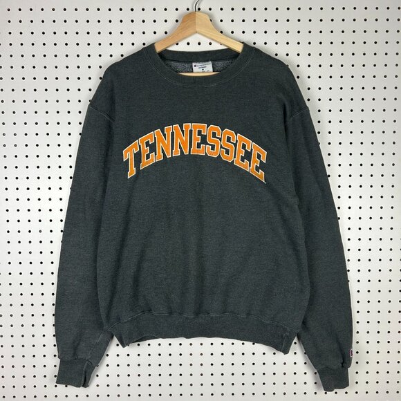 Tennessee Volunteers Y2K Crewneck Medium Champion Gray Orange Vols Sweatshirt - Picture 1 of 6